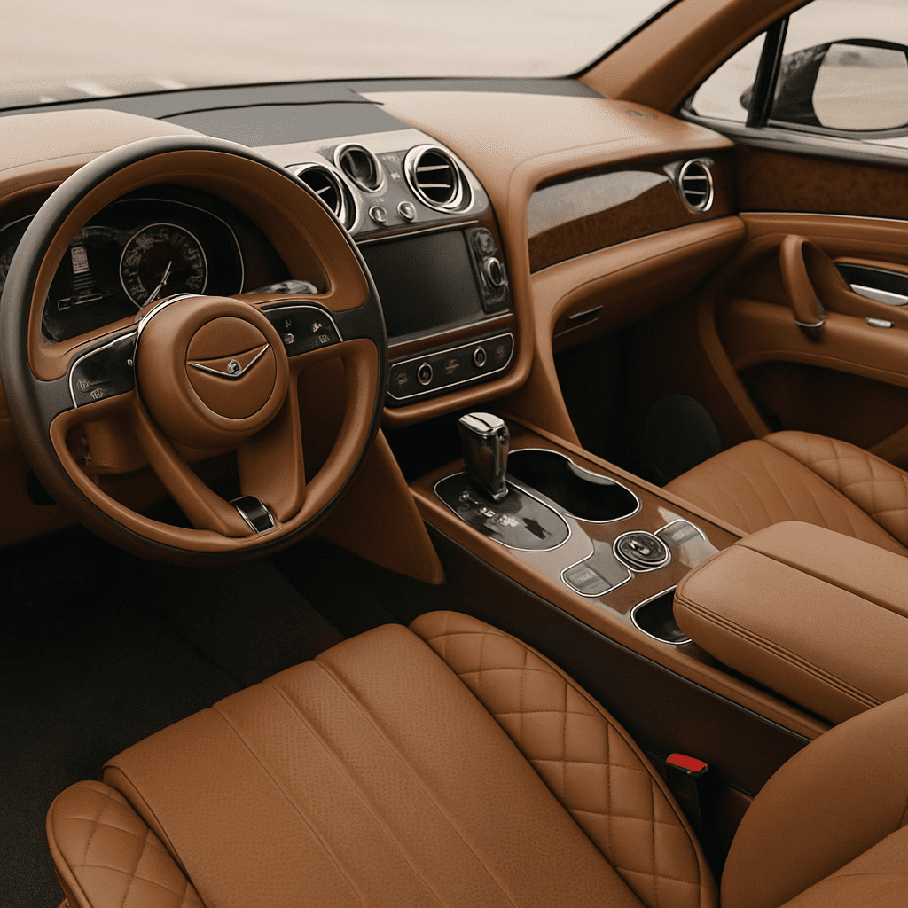 Ein eleganter Bentley Bentayga Innenraum mit feinstem Leder und Holzfurnier