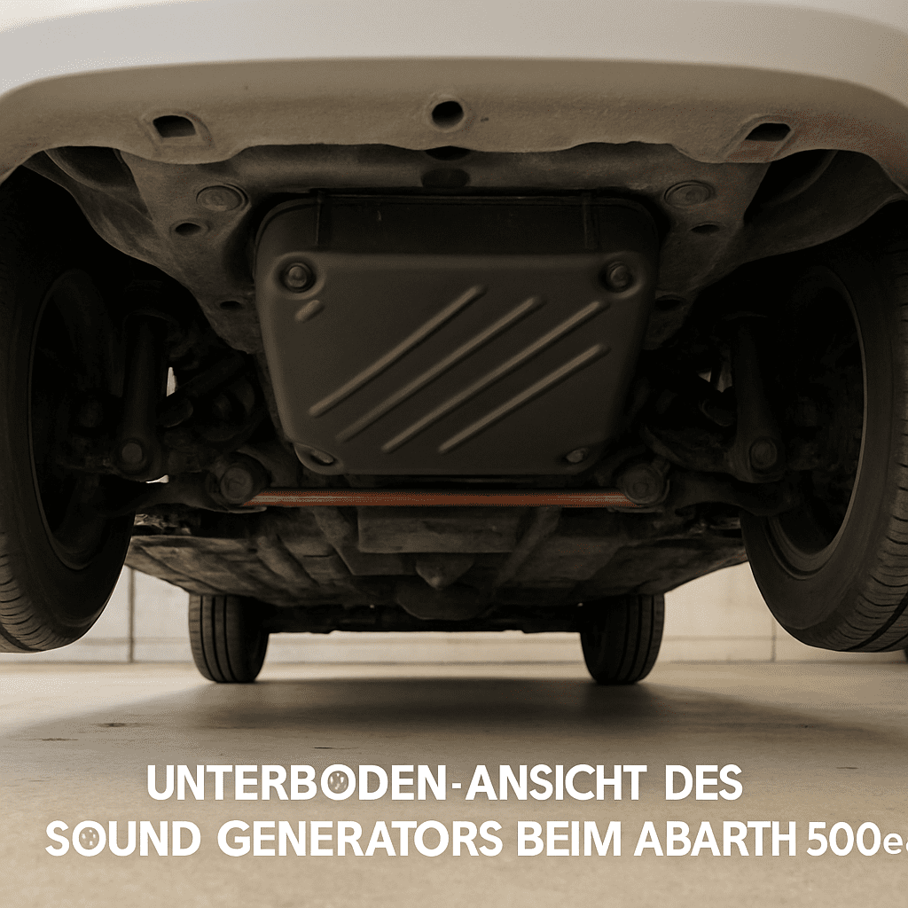 Unterboden-Ansicht des Sound-Generators beim Abarth 500e