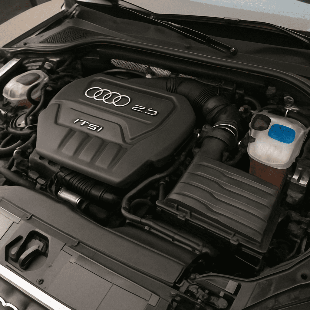Blick unter die Haube auf den längs eingebauten Audi 2,5-Liter Fünfzylinder-Motor