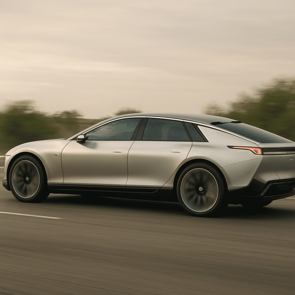 Fahrdynamik und elegante Silhouette des Cadillac Celestiq in Bewegung