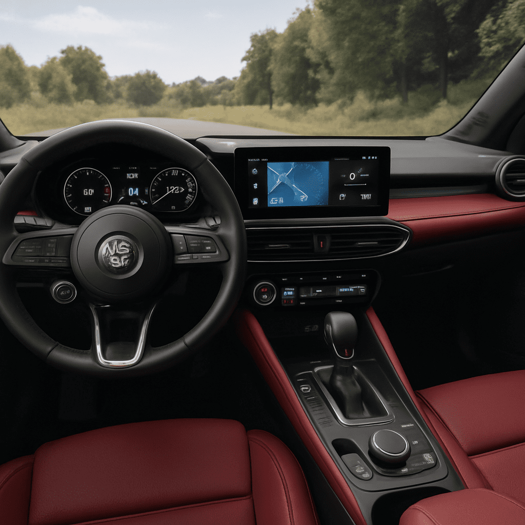 Blick in das luxuriöse Interieur des Alfa Romeo Junior mit Infotainment-System
