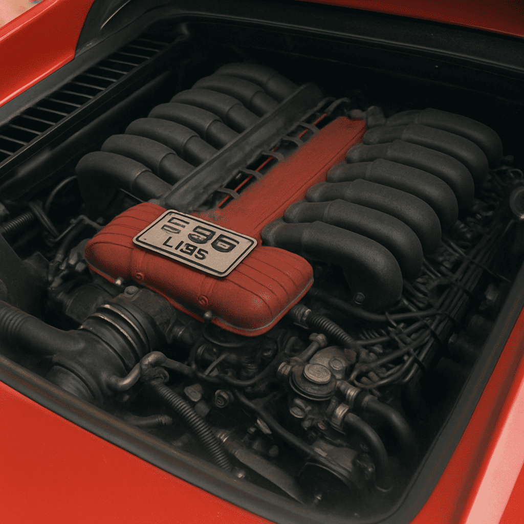 Blick auf den 2,88-Liter-V8-Motor unter der gläsernen Motorabdeckung
