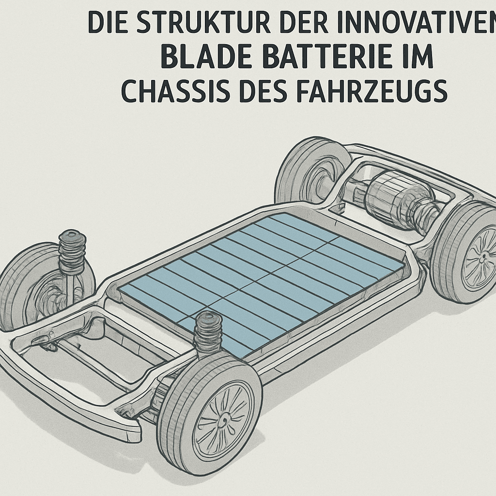 Die Struktur der innovativen Blade Batterie im Chassis des Fahrzeugs